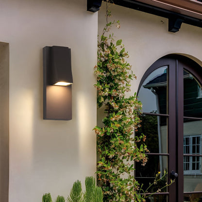 Modern LED Outdoor Wall Sconce Die-Cast Aluminum Glass Shade 18W 3000K 95-265V Black Courtyard Villa