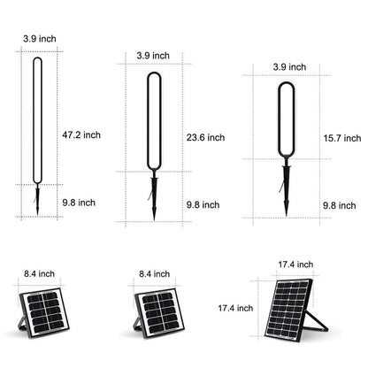 Sleek Black Oval Ring LED Outdoor Courtyard Lamp Solar or Hardwired DC12V 6W–10W IP54 3 Heights Ground Insert or Base