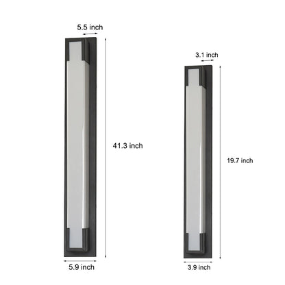 Modern Black Rectangular Outdoor Wall Sconce Stainless Steel Acrylic LED 2 Sizes