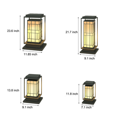 Asian Inspired Solar LED Bollard Light Waterproof Outdoor Pathway Courtyard Lighting Stainless Steel IP54