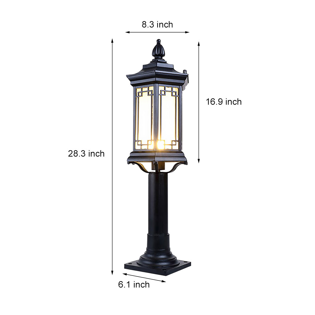Traditional Asian Inspired Pathway Light Rhombus Lantern Frosted Glass Aluminum IP65 Villa Courtyard