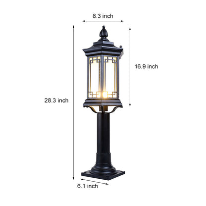 Traditional Asian Inspired Pathway Light Rhombus Lantern Frosted Glass Aluminum IP65 Villa Courtyard