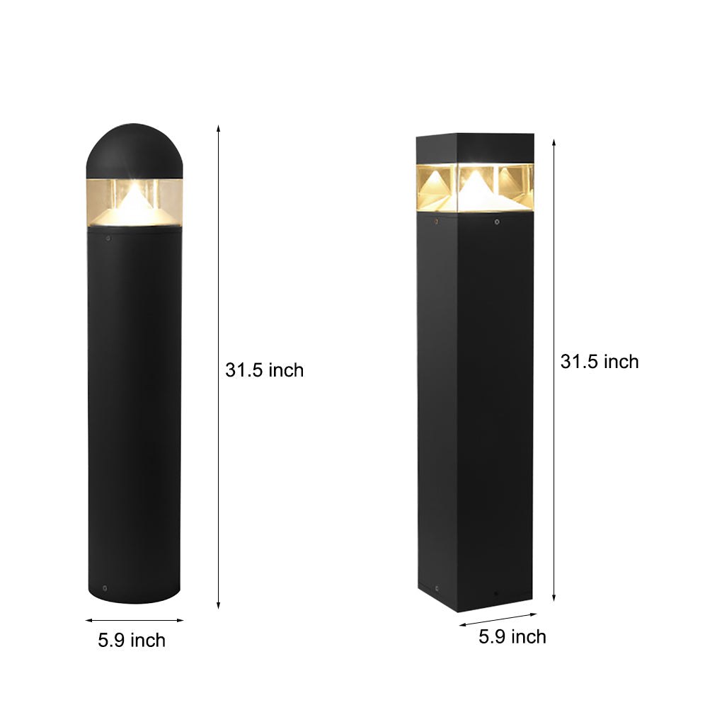 Minimalist COB LED Bollard Light Round Square Aluminum Glass Outdoor Landscape IP54