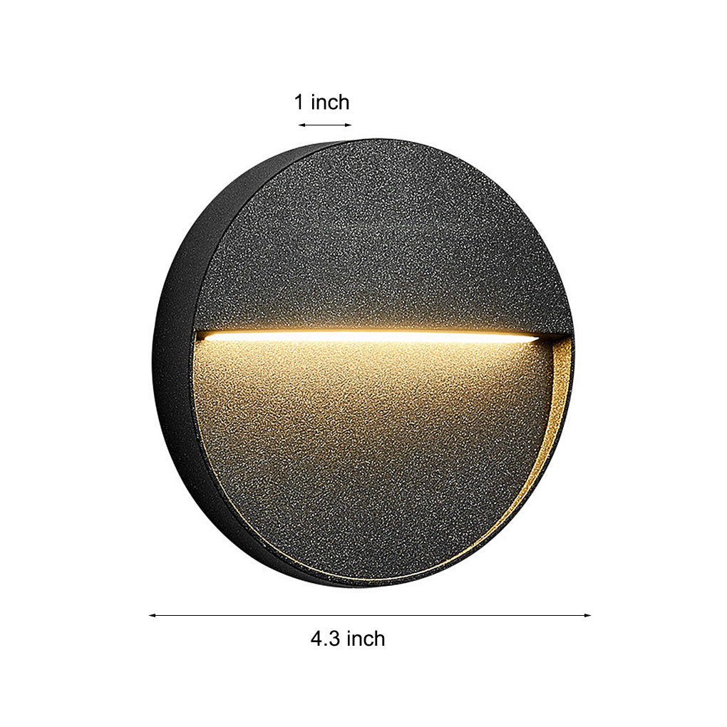 Round LED Outdoor Step Wall Light Aluminum 3W IP54 Hardwired Stair Sconce 3000K