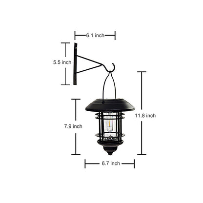 Industrial Solar Outdoor Wall Lantern Cage Glass Aluminum LED 3000K