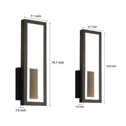 Rectangular LED Wall Sconce Minimalist Nordic Modern Bedroom Hallway Black White Gold