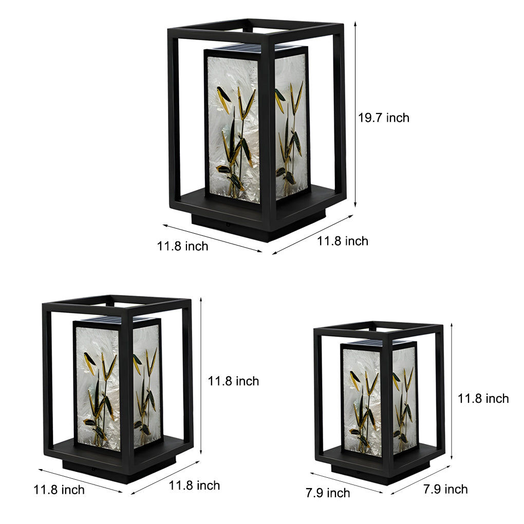 Artistic Solar LED Bollard Light Landscape Pattern Outdoor Pathway Lighting Waterproof Steel Acrylic E27 IP55