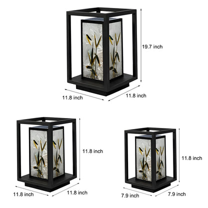 Artistic Solar LED Bollard Light Landscape Pattern Outdoor Pathway Lighting Waterproof Steel Acrylic E27 IP55
