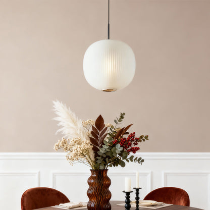 Nordic Round Glass Lantern Pendant Black White 9'' LED