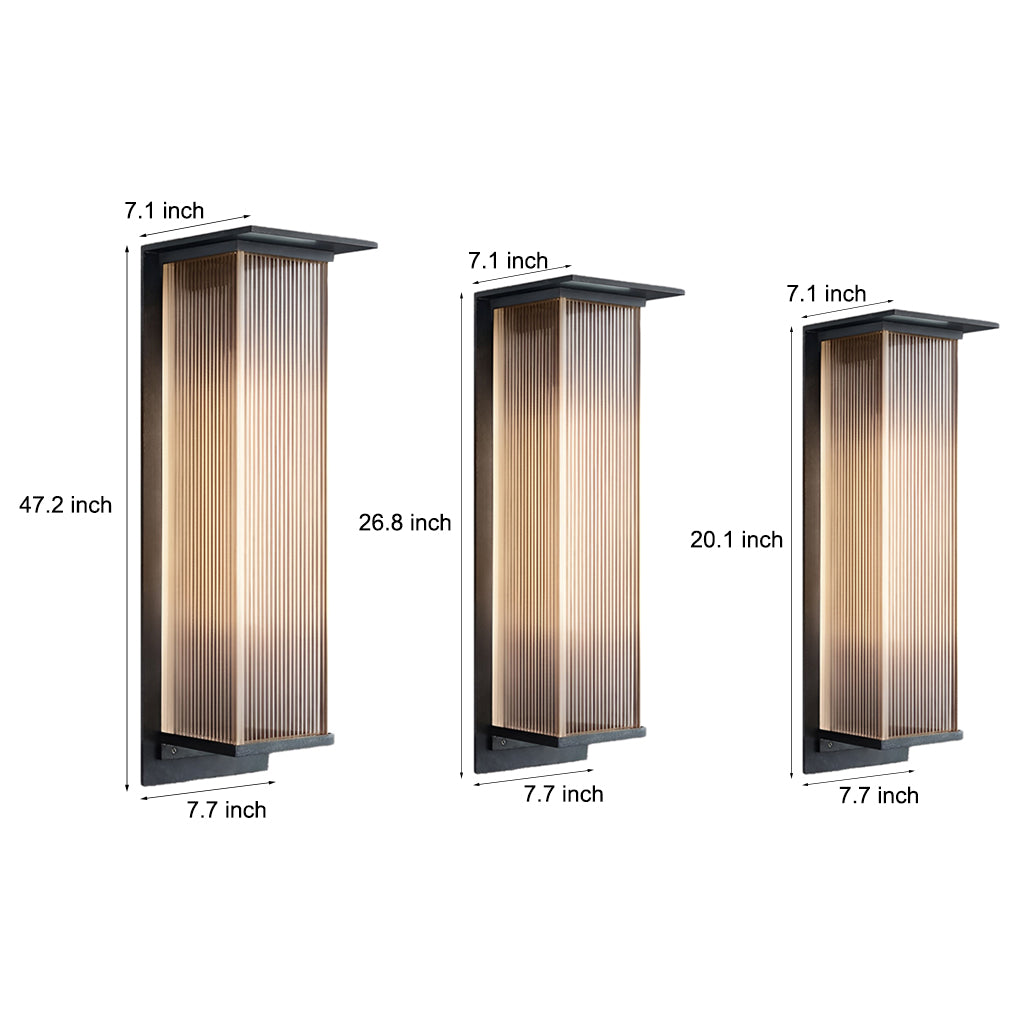 Modern Ribbed Acrylic Outdoor Wall Sconce Solar or Hardwired LED 3 Heights