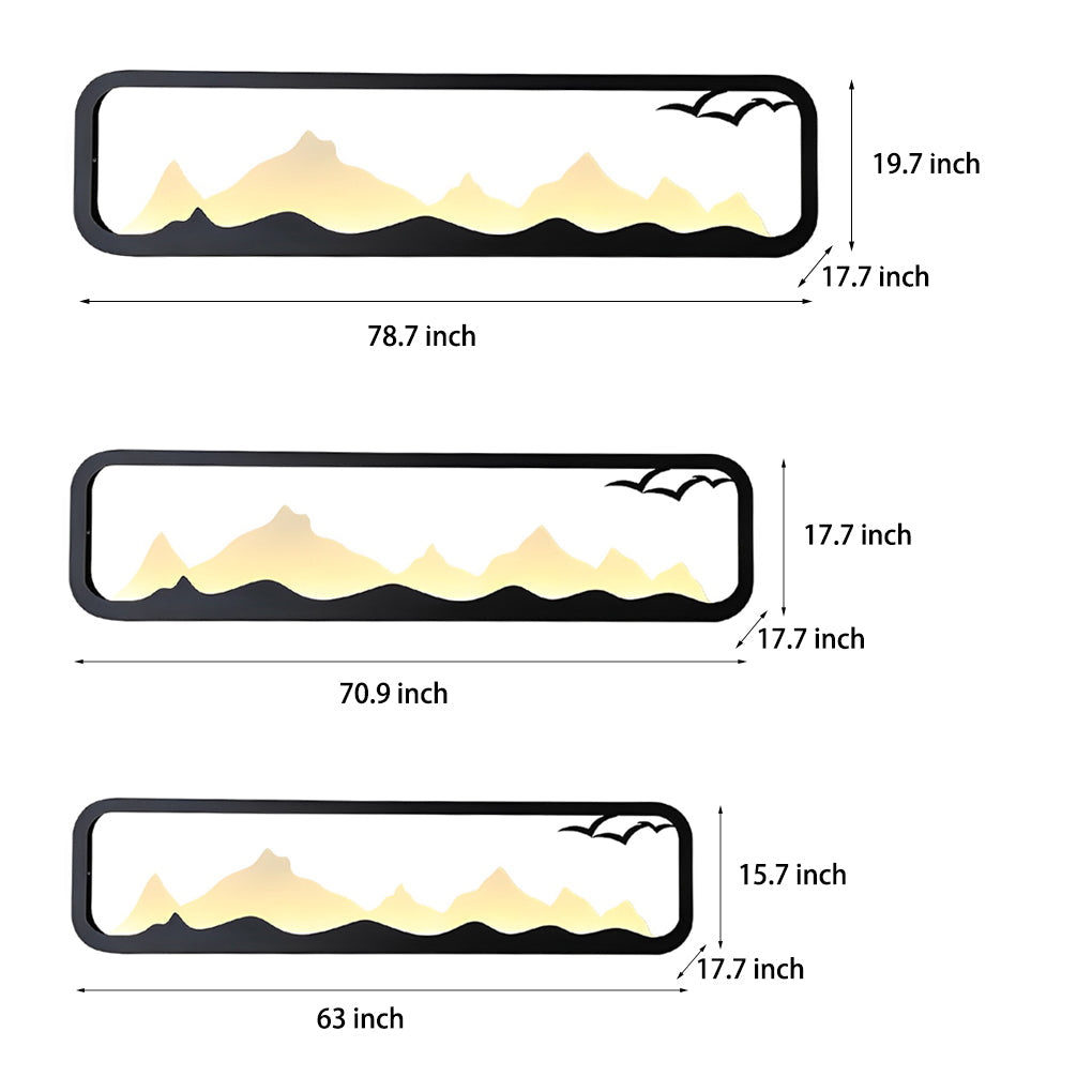 Modern LED Outdoor Wall Sconce Iron Acrylic Mountain Scenery 3000K IP65 Black 5 Sizes Industrial