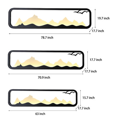 Modern LED Outdoor Wall Sconce Iron Acrylic Mountain Scenery 3000K IP65 Black 5 Sizes Industrial