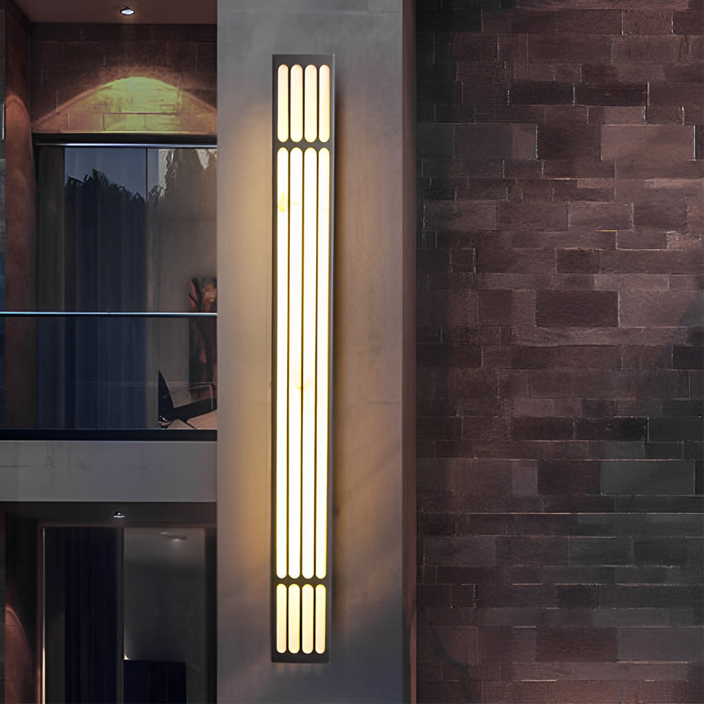 Modern Stainless Steel Marble Shade Outdoor Wall Sconce Black White IP65 CRI80 4 Heights 3000K Garden Villa
