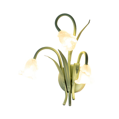 Flower Wall Light French Country Romantic Creative Lamp – Green Glass Wall Sconce
