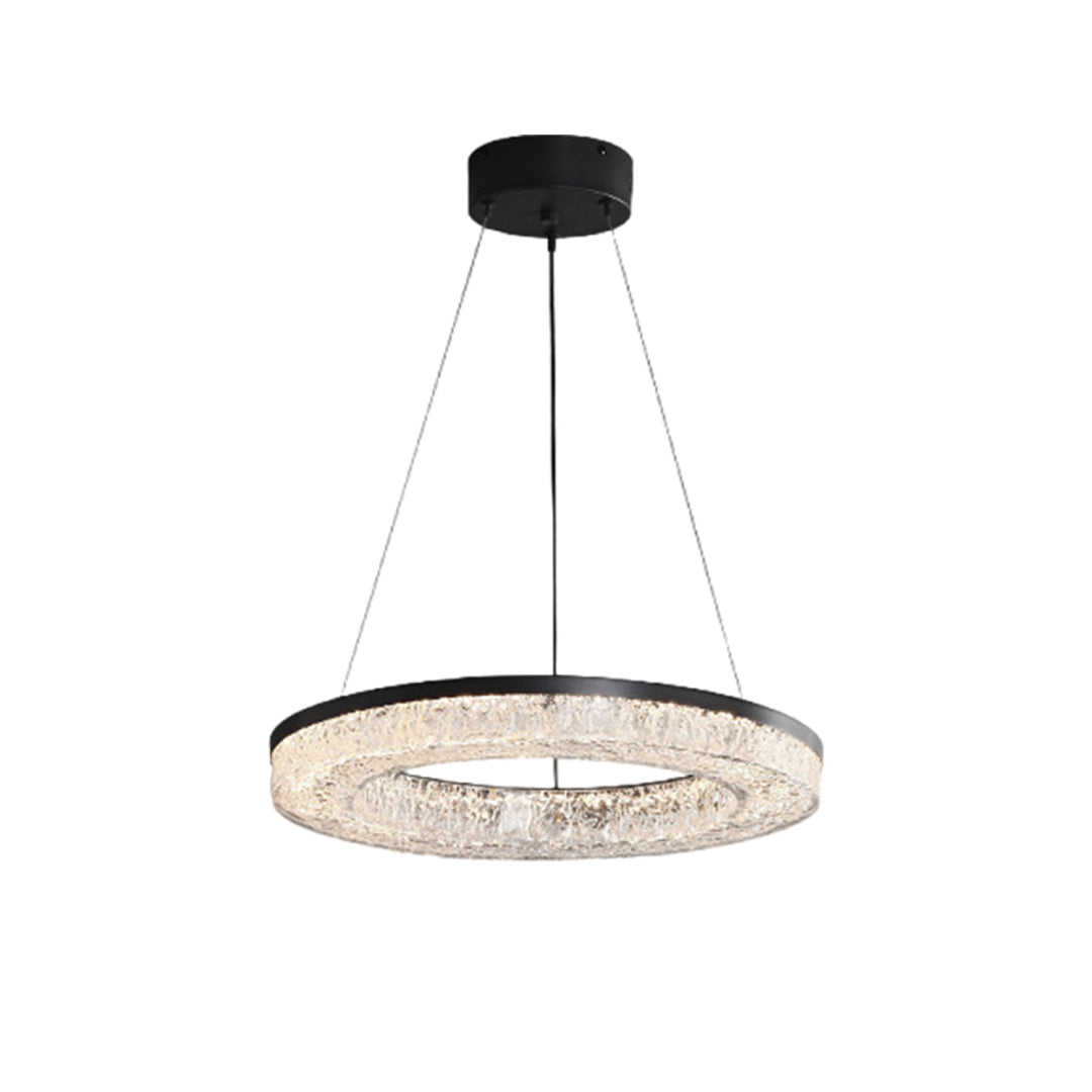 Copper Ring Chandelier Dimmable LED 3000K 6000K Remote 10 Configurations Black