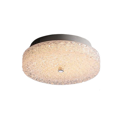 Crushed Ice Glass Crystal Flush Mount Chrome Two Sizes Three Modes