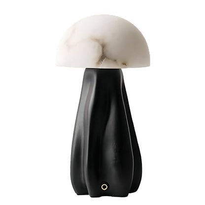 Modern LED Table Lamp Rechargeable Resin Mushroom Glass Shade Bedside Tri-Color Touch Coffee Black 7.48 Inch