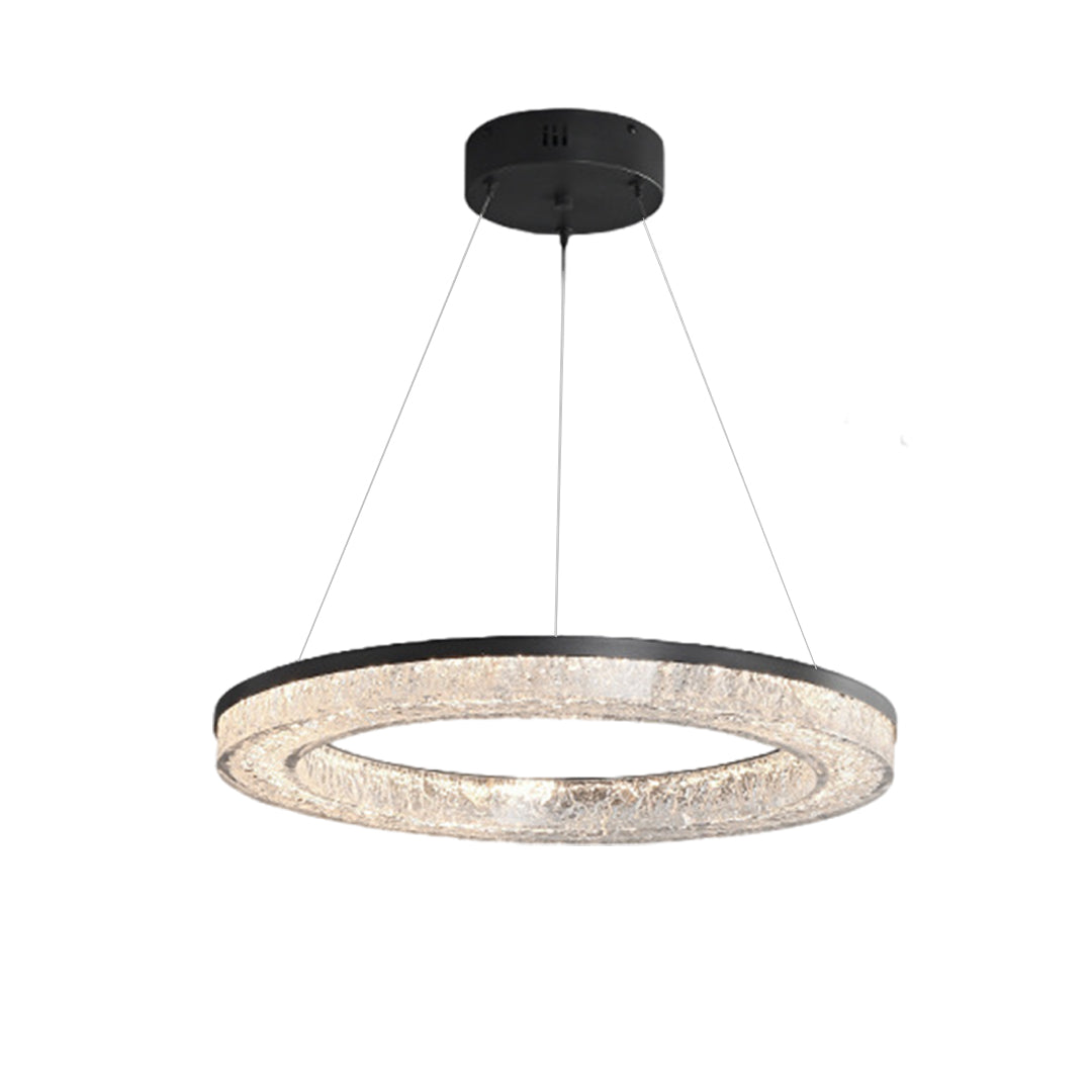 Copper Ring Chandelier Dimmable LED 3000K 6000K Remote 10 Configurations Black
