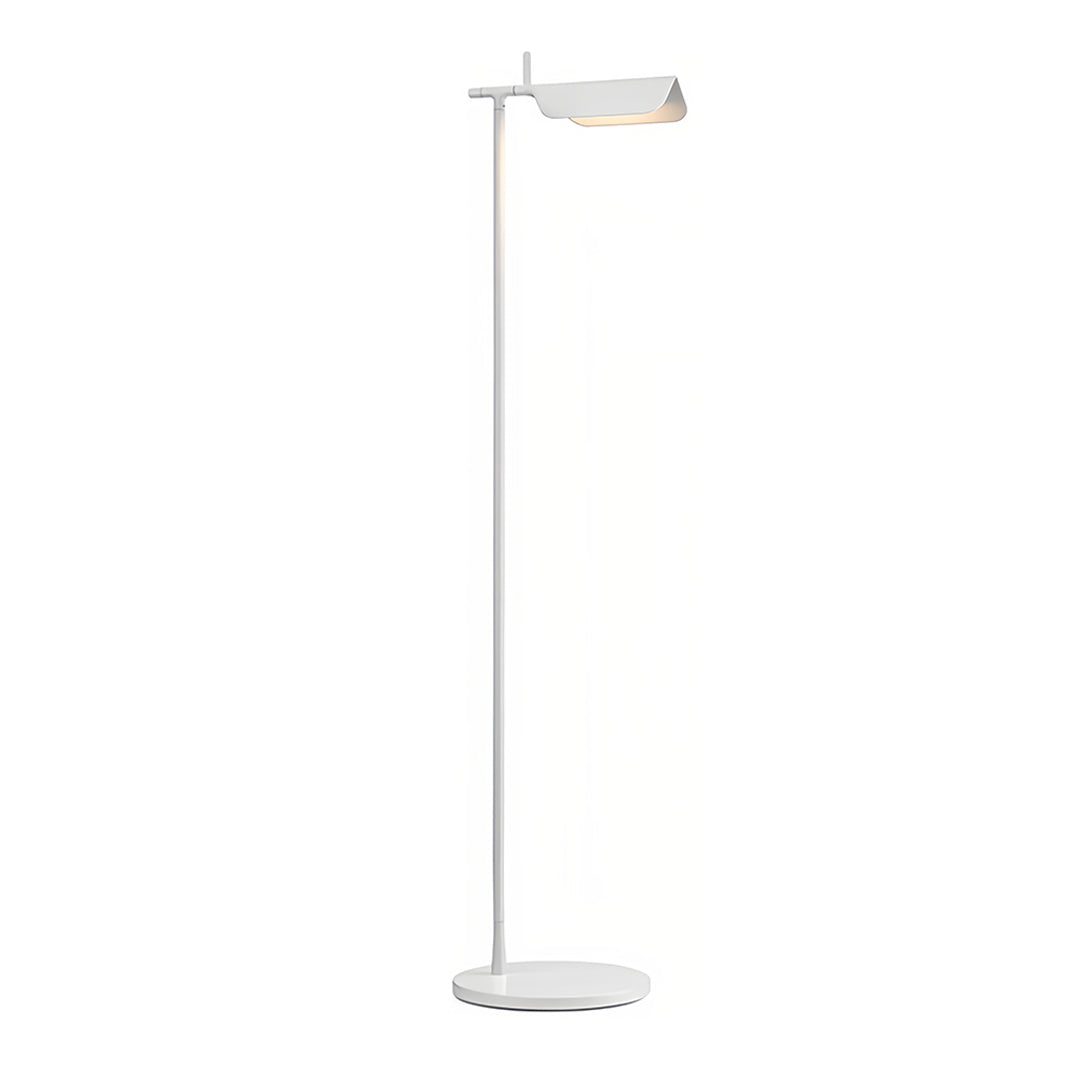 Compact Nordic LED Reading Floor Lamp 180° Rotating Head 350° Swivel Electroplated Iron Acrylic Shade 3000K Black White 43''