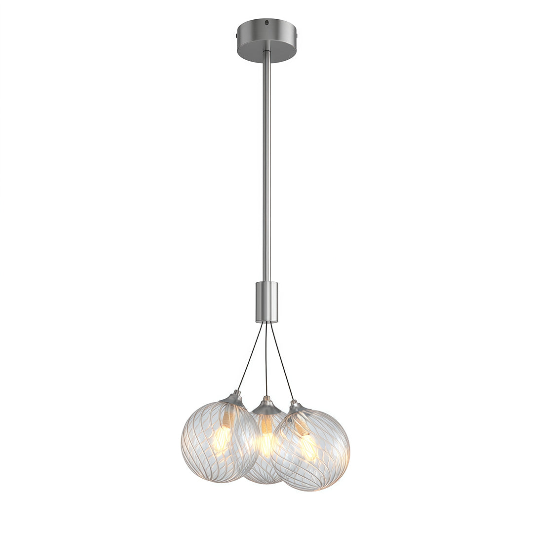 Solid Copper Bubble Chandelier with Staggered Glass Cluster Composition