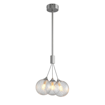 Solid Copper Bubble Chandelier with Staggered Glass Cluster Composition