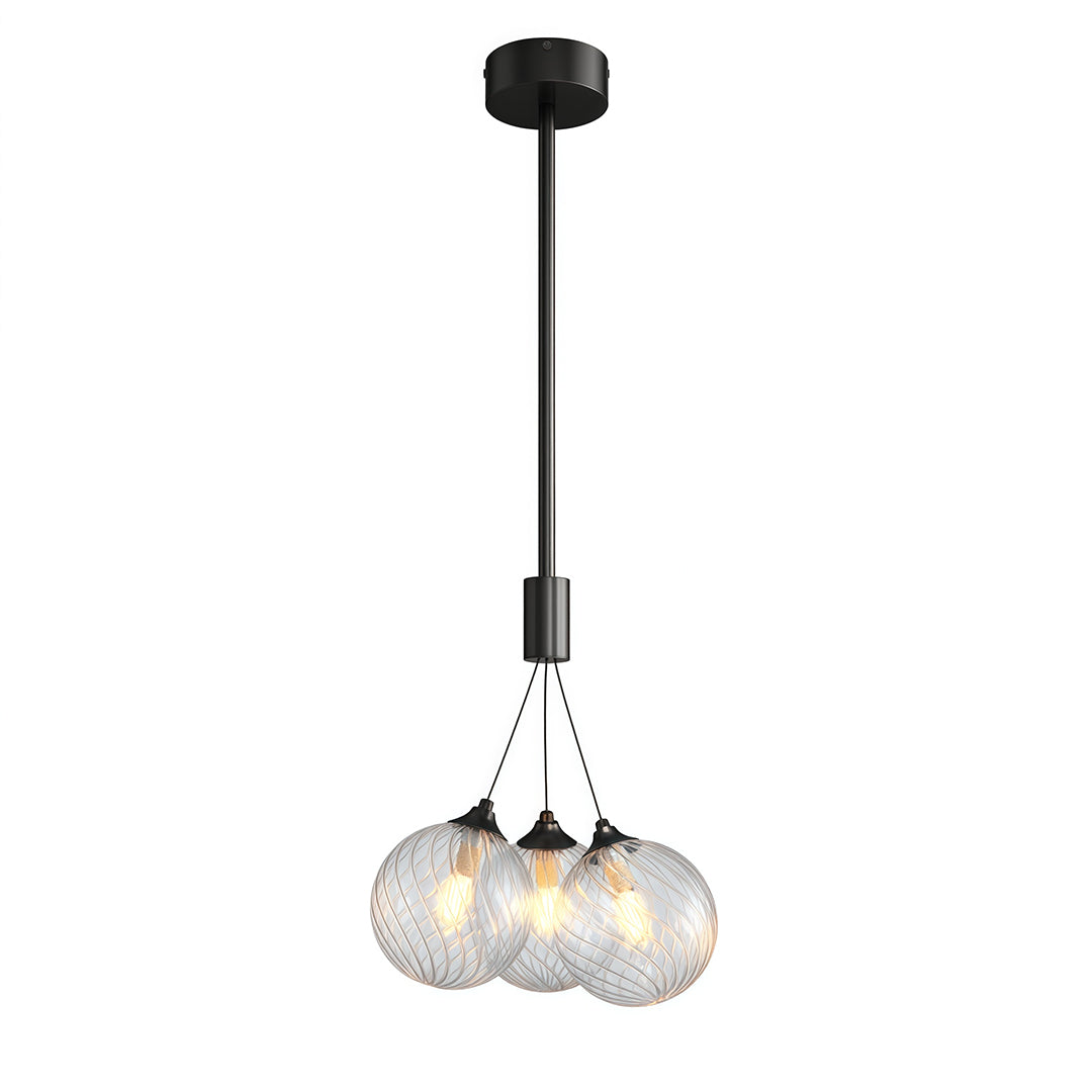 Solid Copper Bubble Chandelier with Staggered Glass Cluster Composition
