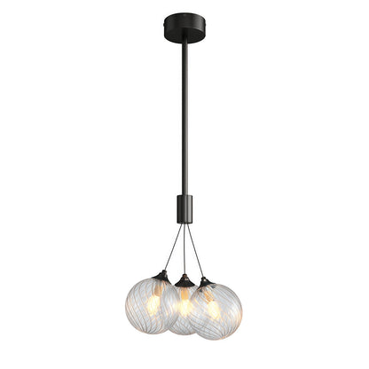 Solid Copper Bubble Chandelier with Staggered Glass Cluster Composition
