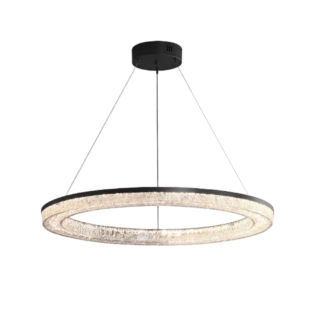 Copper Ring Chandelier Dimmable LED 3000K 6000K Remote 10 Configurations Black