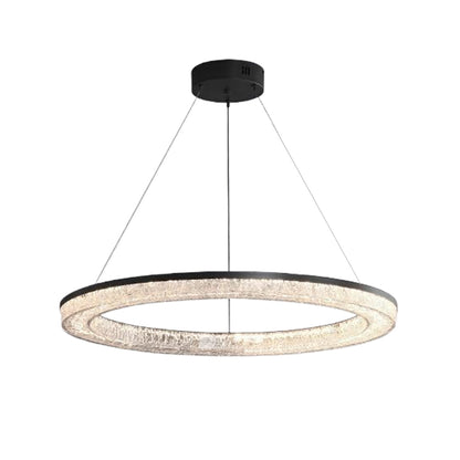Copper Ring Chandelier Dimmable LED 3000K 6000K Remote 10 Configurations Black