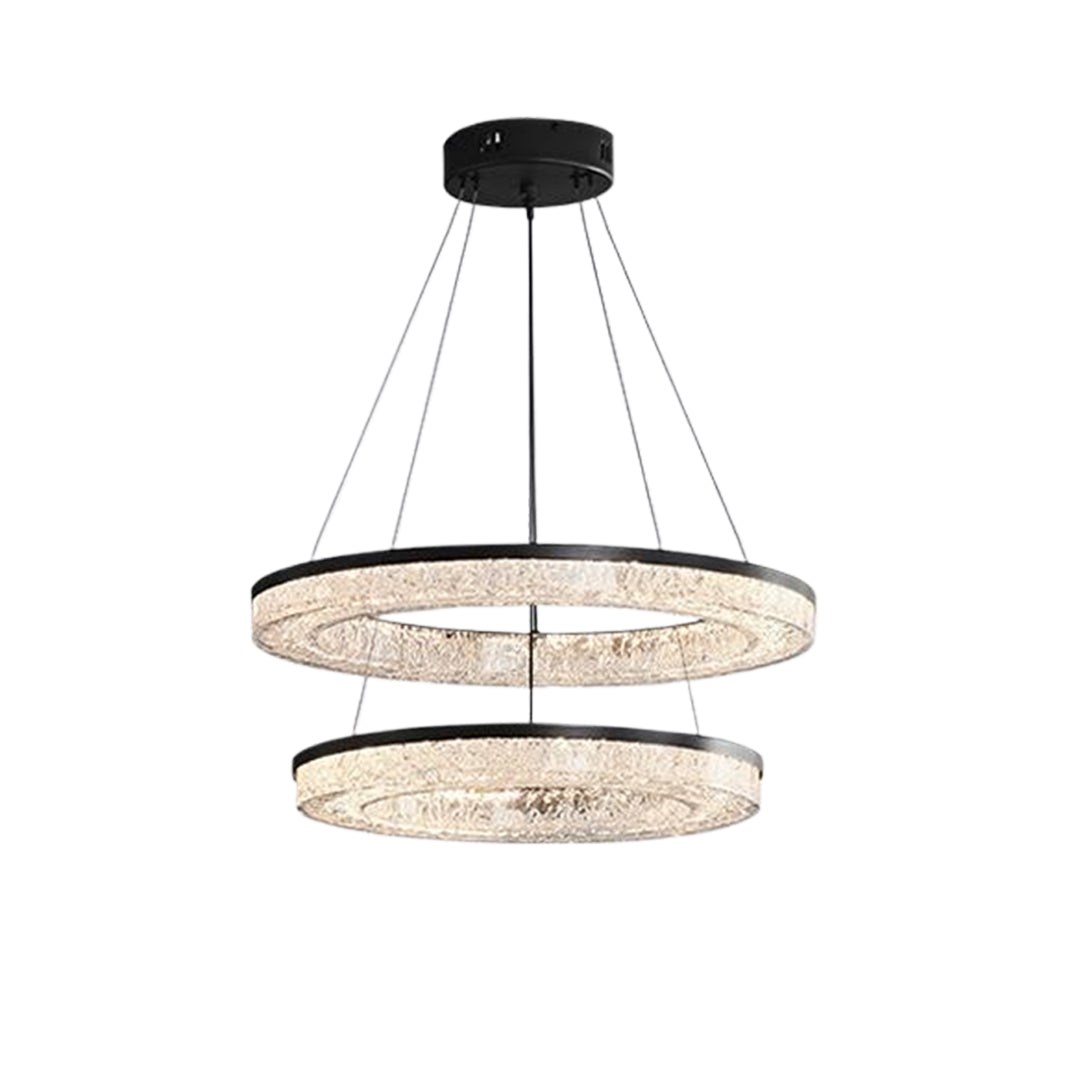 Copper Ring Chandelier Dimmable LED 3000K 6000K Remote 10 Configurations Black