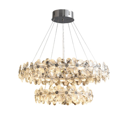 Crystal Chandelier Chrome K9 Crystal Flower French Luxury Integrated LED Stepless Dimming Remote Five Configurations