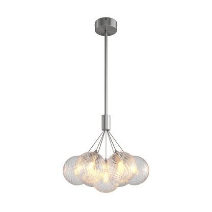 Solid Copper Bubble Chandelier with Staggered Glass Cluster Composition