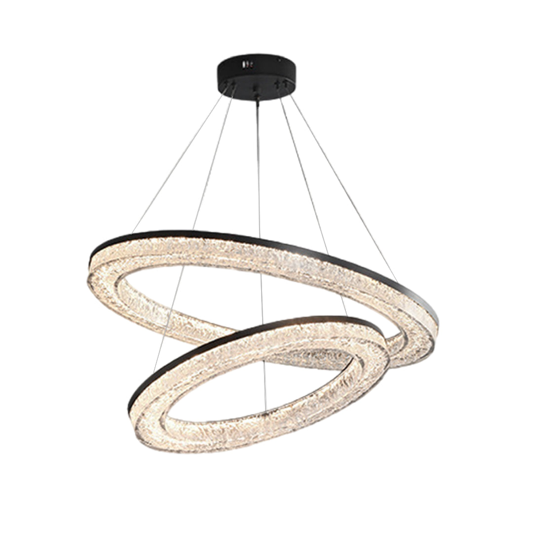 Copper Ring Chandelier Dimmable LED 3000K 6000K Remote 10 Configurations Black