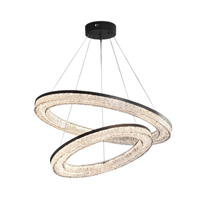 Copper Ring Chandelier Dimmable LED 3000K 6000K Remote 10 Configurations Black