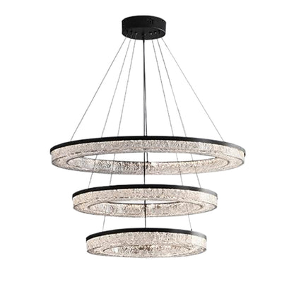 Copper Ring Chandelier Dimmable LED 3000K 6000K Remote 10 Configurations Black