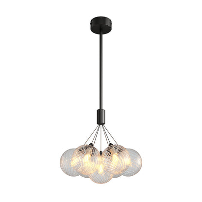 Solid Copper Bubble Chandelier with Staggered Glass Cluster Composition
