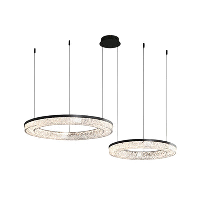 Copper Ring Chandelier Dimmable LED 3000K 6000K Remote 10 Configurations Black