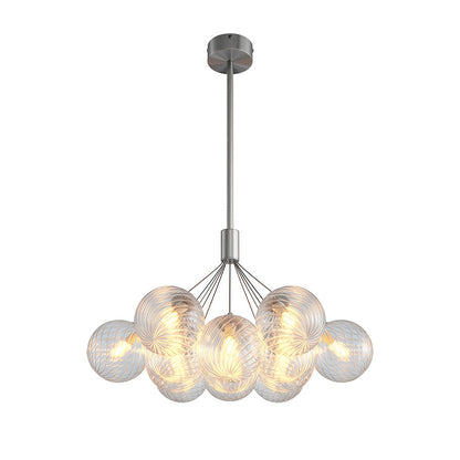 Solid Copper Bubble Chandelier with Staggered Glass Cluster Composition