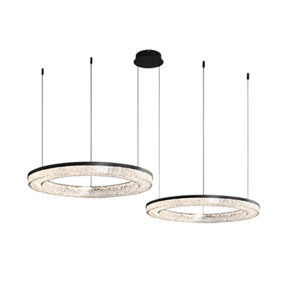 Copper Ring Chandelier Dimmable LED 3000K 6000K Remote 10 Configurations Black
