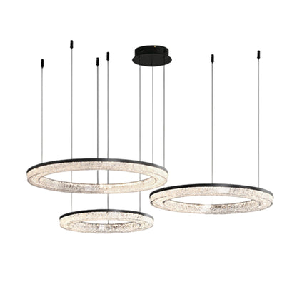 Copper Ring Chandelier Dimmable LED 3000K 6000K Remote 10 Configurations Black