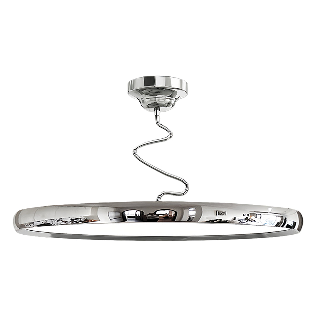 Twisted Rim Full-Spectrum LED Semi-Flush Ceiling Light — White / Green / Chrome