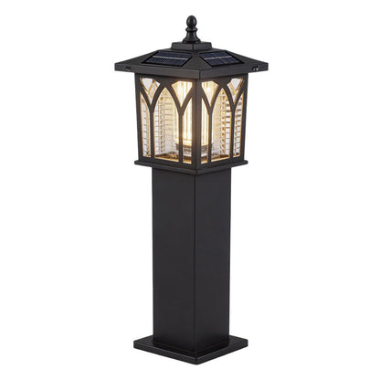 Solar Bollard Light Black Die-Cast Aluminum Dual Mode White and Purple Mosquito Attracting IP55 6W