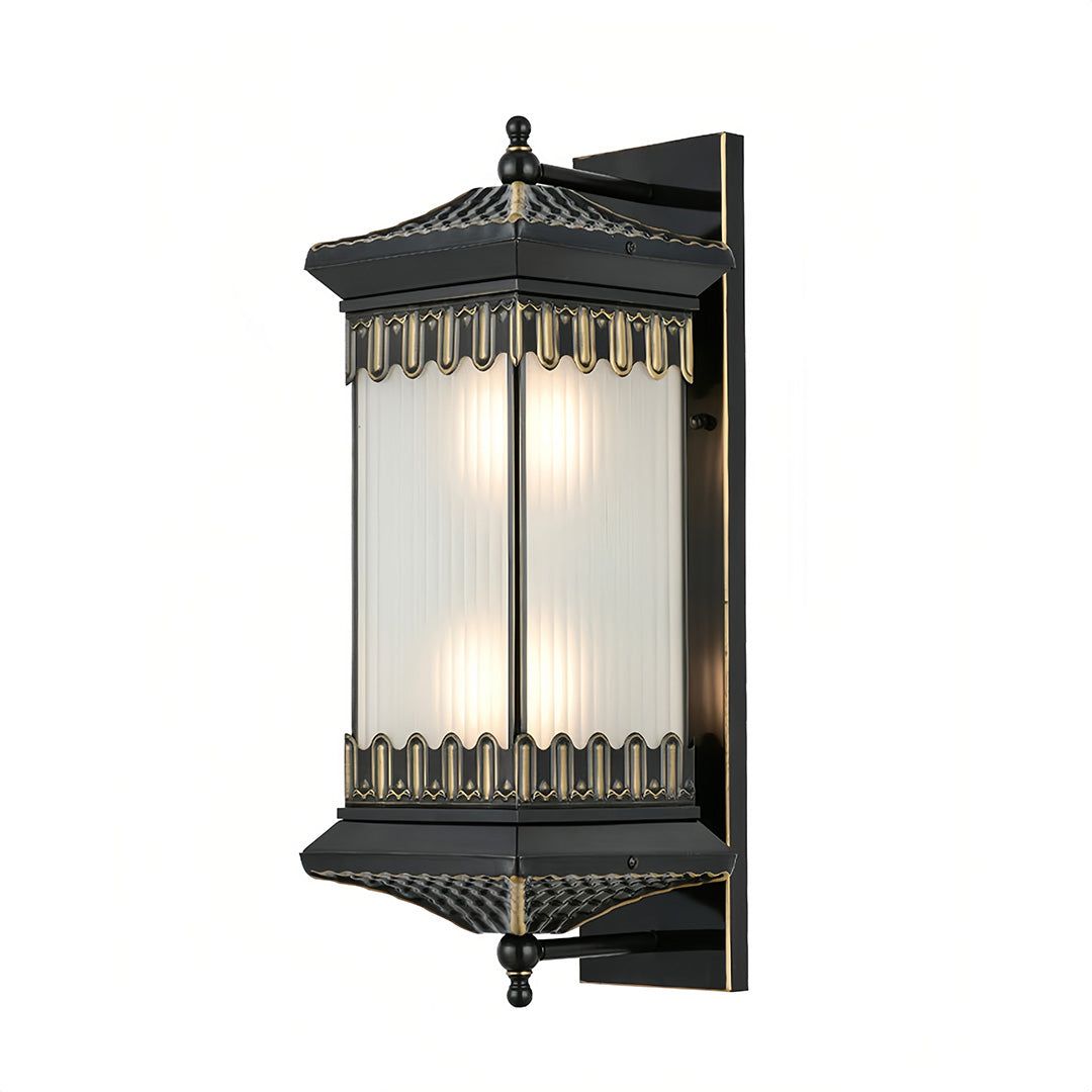 Full Copper Mid-Century American Retro Outdoor Wall Sconce E27 IP55 Gold Foiled
