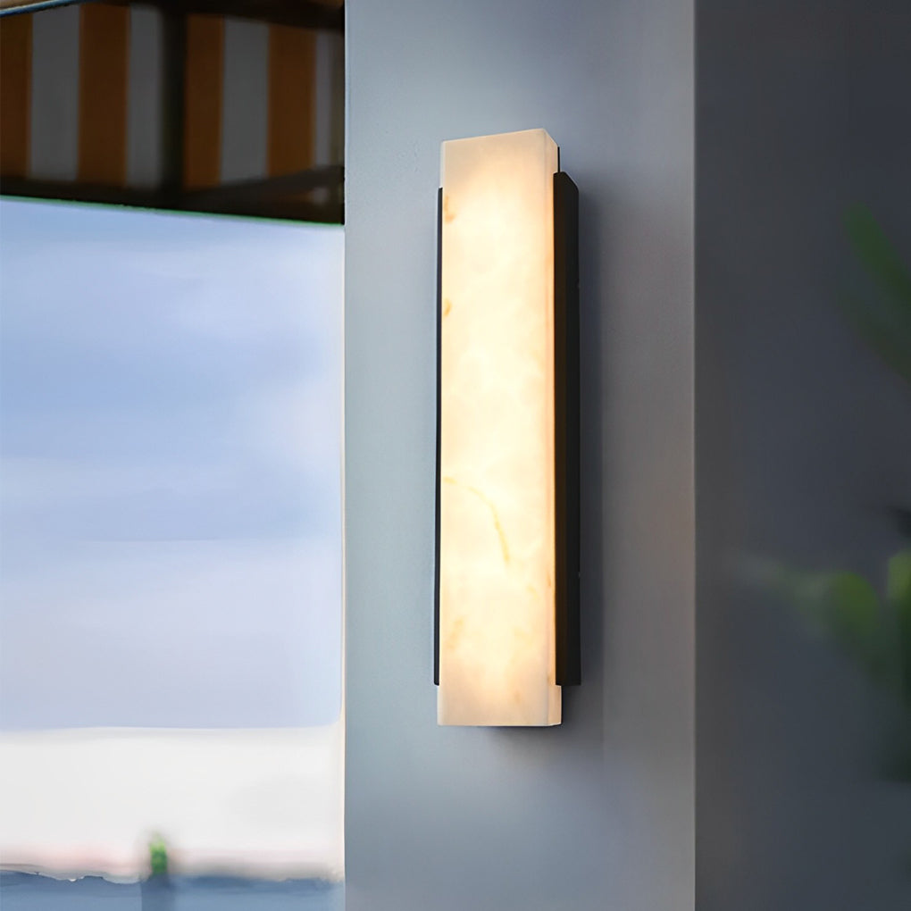 Modern Black Outdoor Wall Sconce Marble Diffuser LED IP65 3 Heights