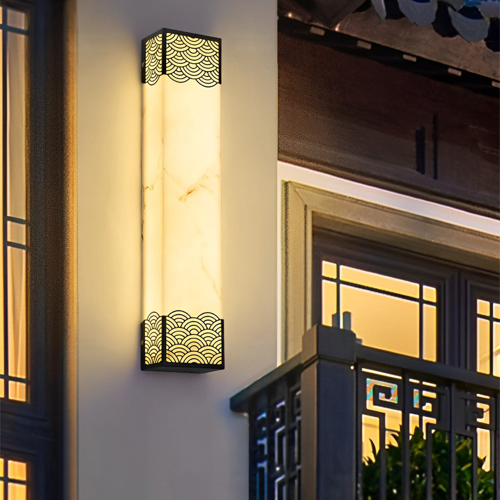 Modern LED Outdoor Wall Sconce Stainless Steel Resin Lattice Shade 20W 3CCT Black Yard Gate Garden