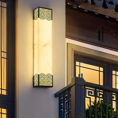 Modern LED Outdoor Wall Sconce Stainless Steel Resin Lattice Shade 20W 3CCT Black Yard Gate Garden