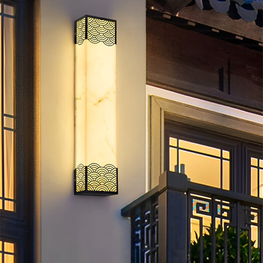 Modern LED Outdoor Wall Sconce Stainless Steel Resin Lattice Shade 20W 3CCT Black Yard Gate Garden