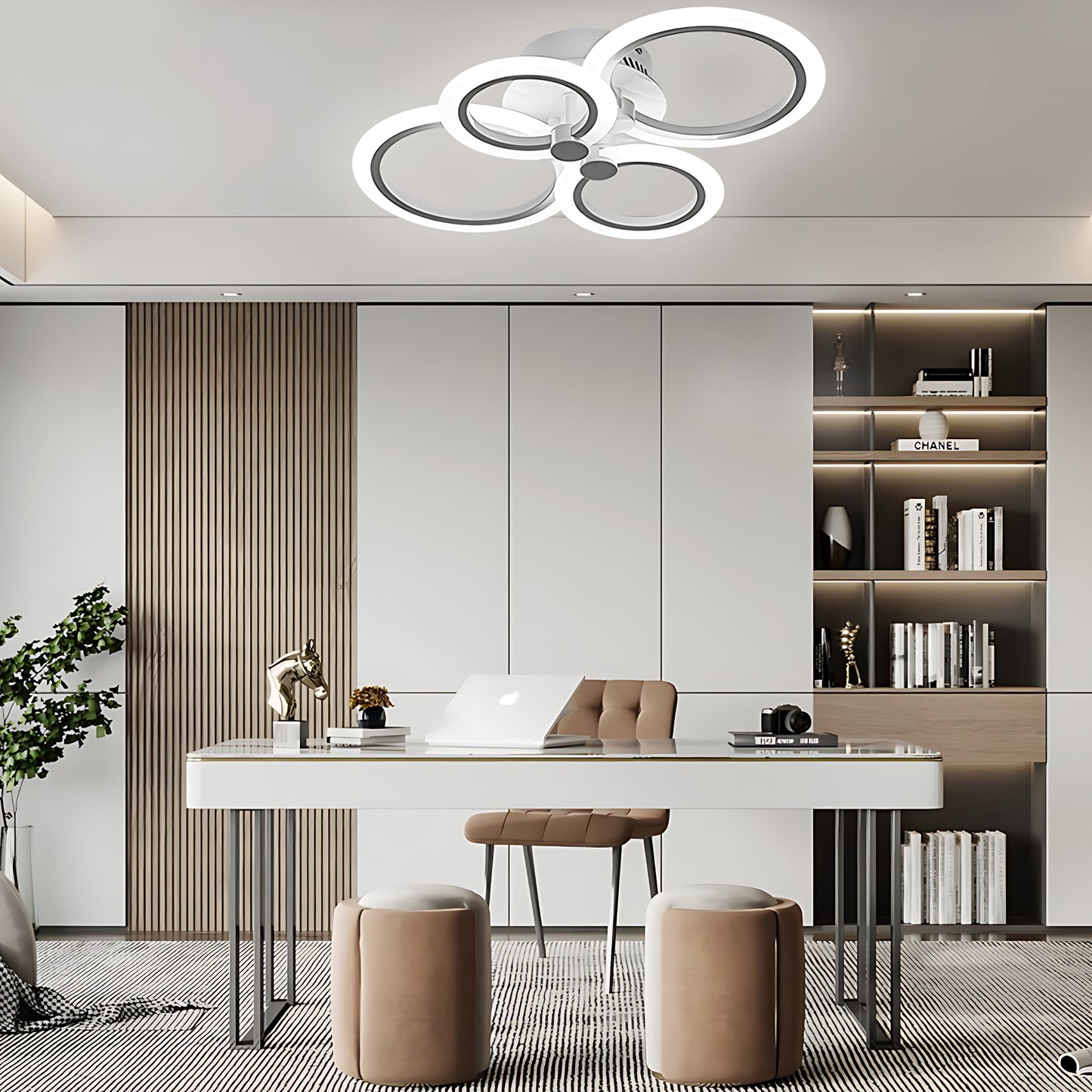 Multi-Circle Cluster Double-Tier Semi-Flush Mount Ceiling Light — Modern Aluminum Acrylic LED 4 6 8 Light