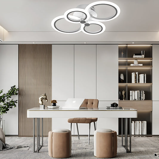 Multi-Circle Cluster Double-Tier Semi-Flush Mount Ceiling Light — Modern Aluminum Acrylic LED 4 6 8 Light