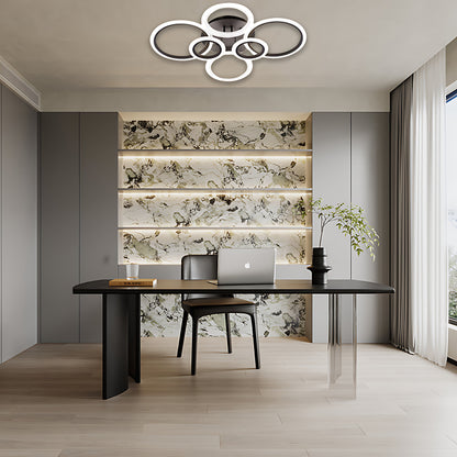 Multi-Circle Cluster Double-Tier Semi-Flush Mount Ceiling Light — Modern Aluminum Acrylic LED 4 6 8 Light